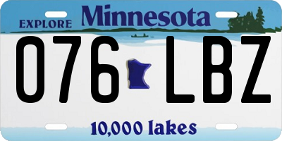 MN license plate 076LBZ