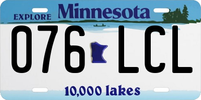 MN license plate 076LCL