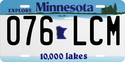 MN license plate 076LCM