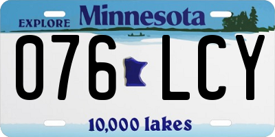 MN license plate 076LCY