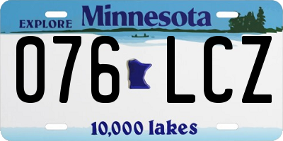 MN license plate 076LCZ