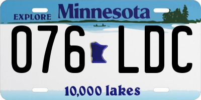 MN license plate 076LDC