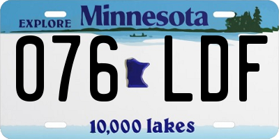 MN license plate 076LDF