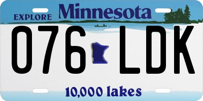 MN license plate 076LDK