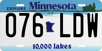 MN license plate 076LDW