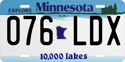 MN license plate 076LDX