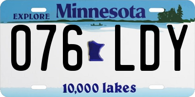 MN license plate 076LDY