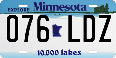 MN license plate 076LDZ