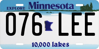 MN license plate 076LEE
