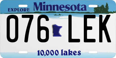 MN license plate 076LEK