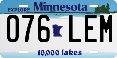 MN license plate 076LEM