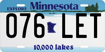 MN license plate 076LET