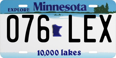 MN license plate 076LEX