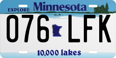 MN license plate 076LFK