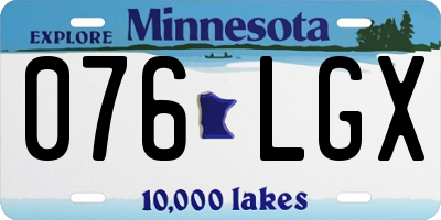 MN license plate 076LGX