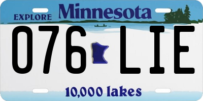 MN license plate 076LIE