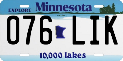 MN license plate 076LIK