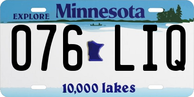 MN license plate 076LIQ