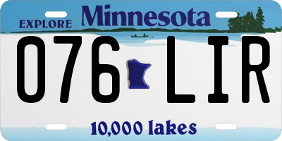 MN license plate 076LIR