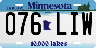 MN license plate 076LIW