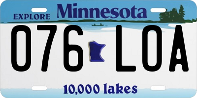 MN license plate 076LOA