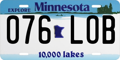 MN license plate 076LOB