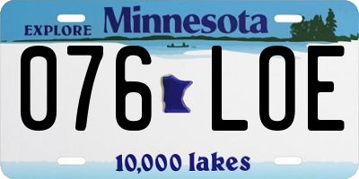 MN license plate 076LOE
