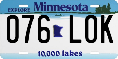 MN license plate 076LOK
