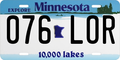MN license plate 076LOR