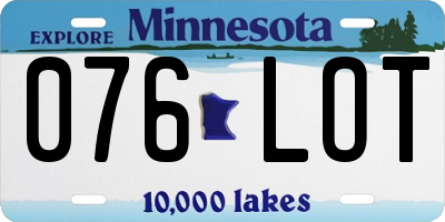 MN license plate 076LOT