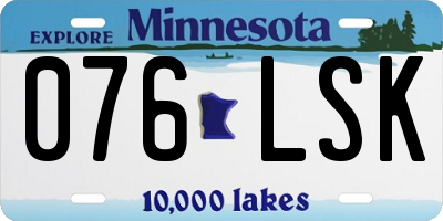 MN license plate 076LSK