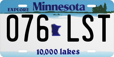 MN license plate 076LST