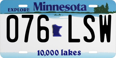 MN license plate 076LSW