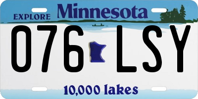 MN license plate 076LSY