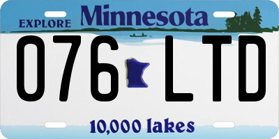 MN license plate 076LTD
