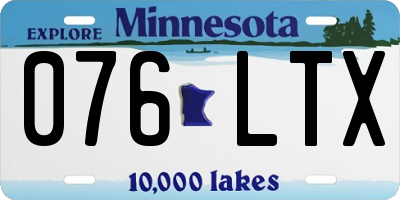 MN license plate 076LTX