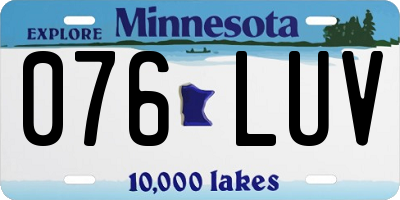 MN license plate 076LUV