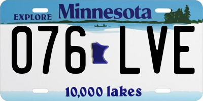 MN license plate 076LVE