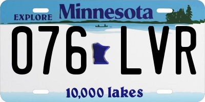 MN license plate 076LVR