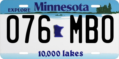 MN license plate 076MBO