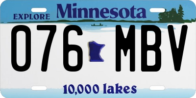 MN license plate 076MBV