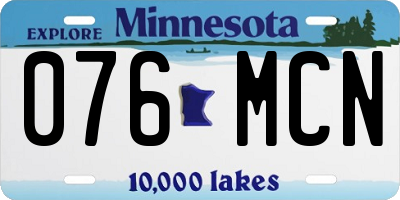 MN license plate 076MCN