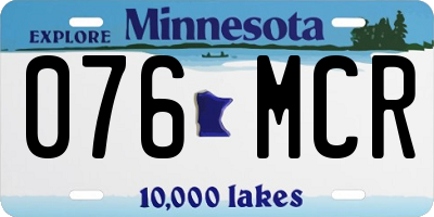 MN license plate 076MCR