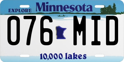 MN license plate 076MID