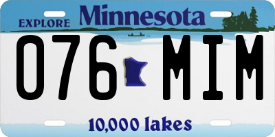 MN license plate 076MIM