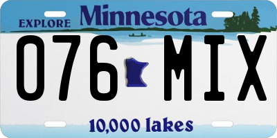 MN license plate 076MIX