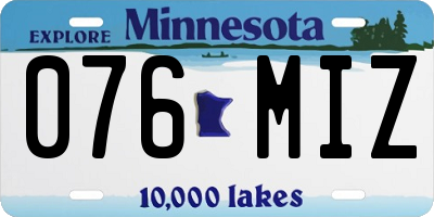 MN license plate 076MIZ