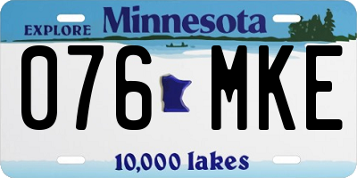 MN license plate 076MKE