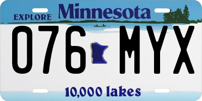 MN license plate 076MYX