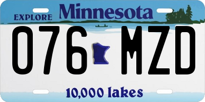 MN license plate 076MZD